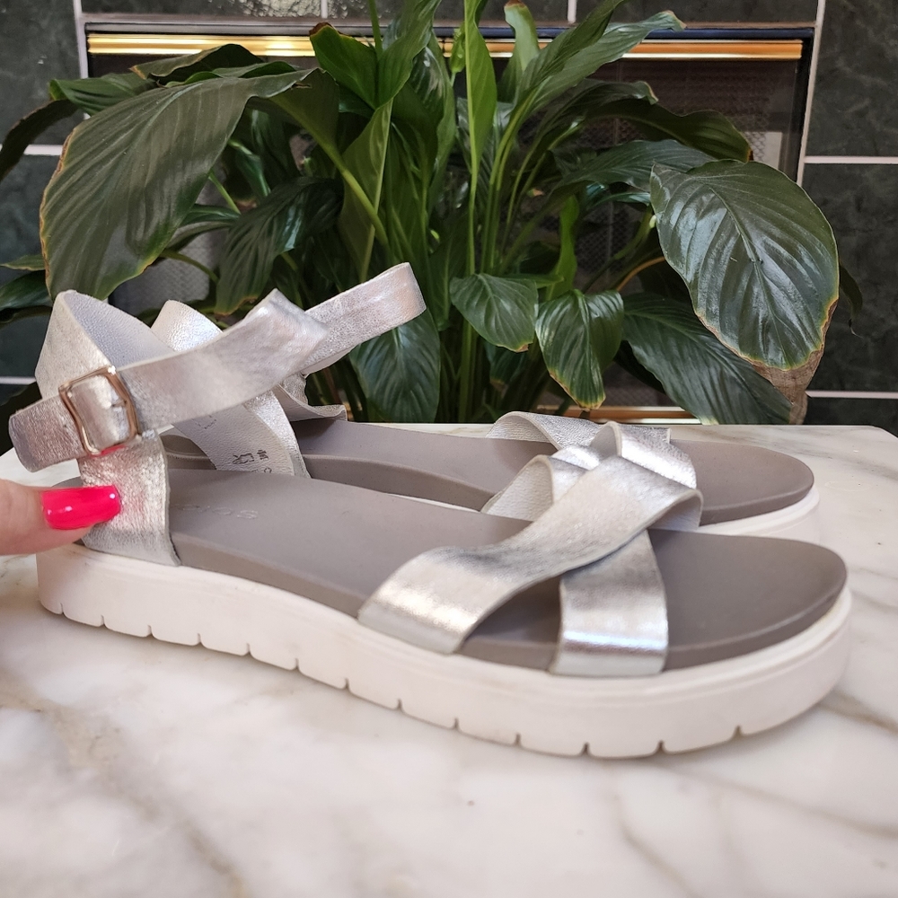 WOJAS Coastal Style Silver Chunky Sandals? Sz 38